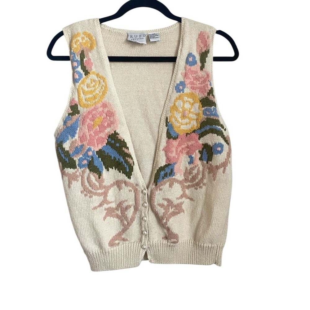 Vintage Floral Spring Button Sweater Vest
